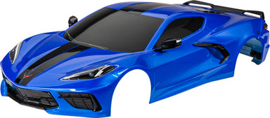 Body, Chevrolet Corvette Stingray, Complete (Blue) (Painted, Decals Applied) (Includes Side Mirrors, Spoiler, Grilles, Vents, and Clipless Mounting)