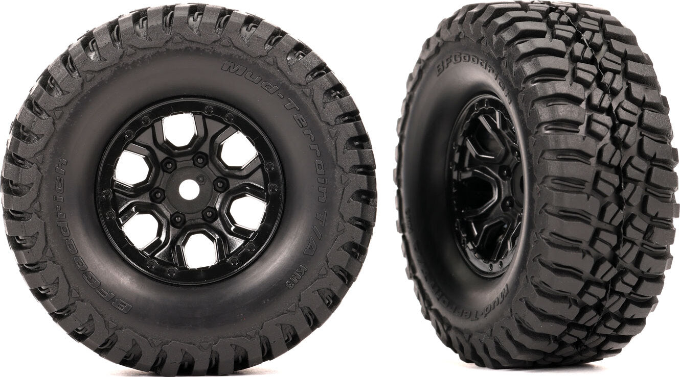 Tires & wheels, assembled (black 1.0" wheels, BFGoodrich® Mud-Terrain™ T/A® KM3 2.2x1.0" tires) (2)