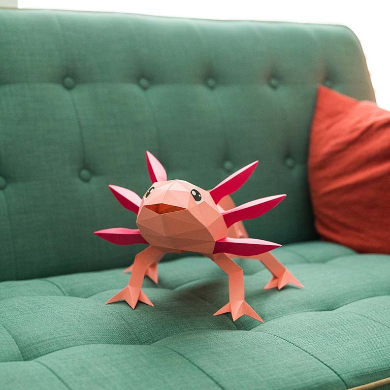 AXOTPI Axolotl 3D Origami Model Papercraft, Animal Lamp