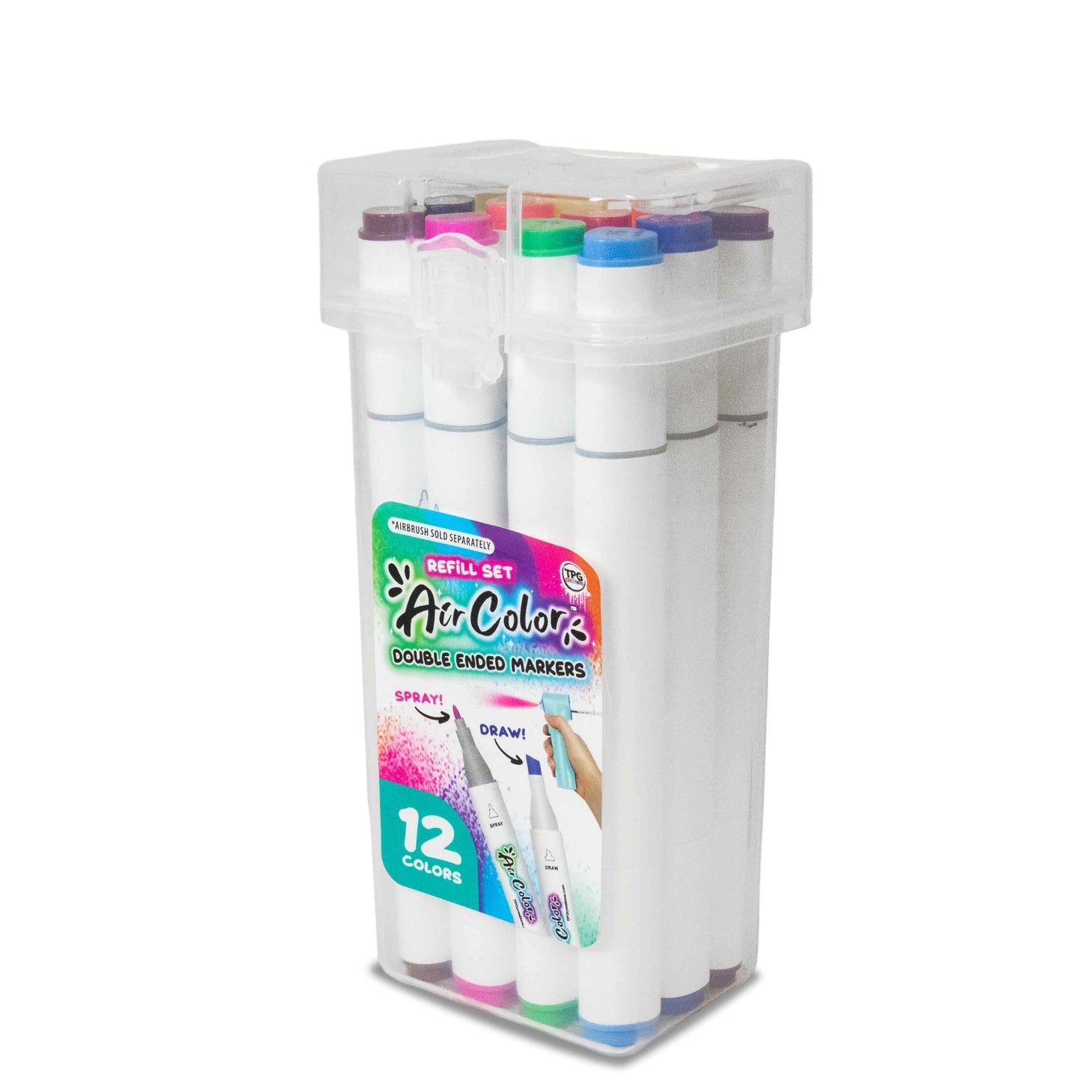 TPG-490MS12 Air Color Airbrush Washable Replacement Markers - 12 Pack