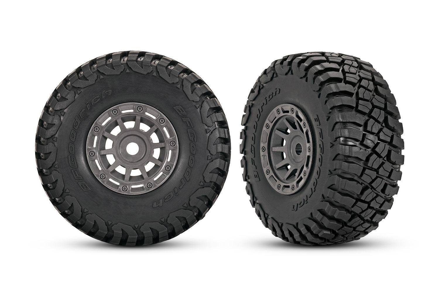 10870-GRAY 1.4" Gray Wheels w/ BFG Mud-Terrain Tires (2)