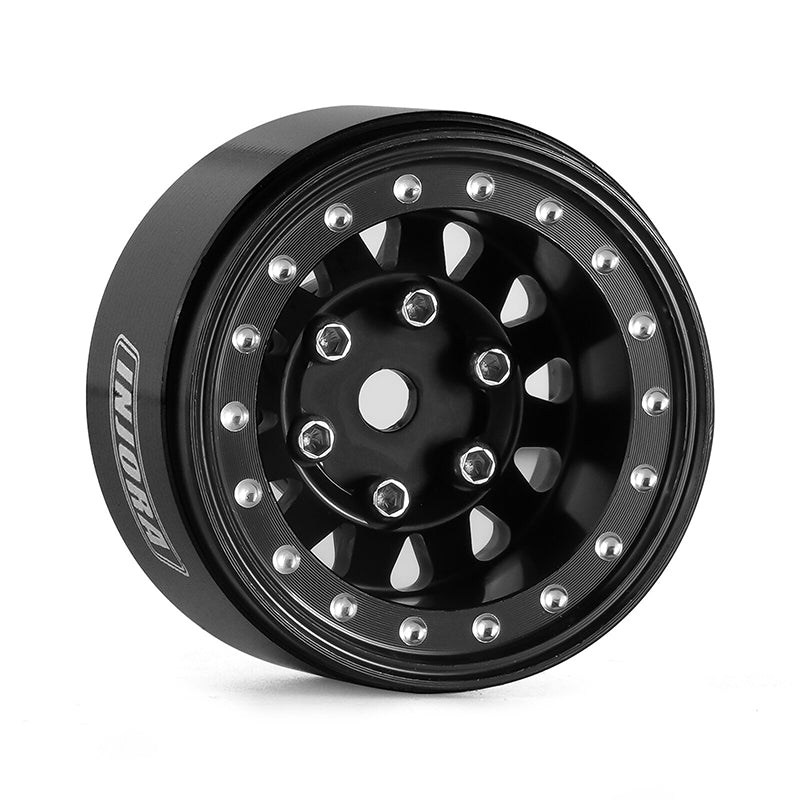 INJORA 1.0" Negative Offset 2.85mm Beadlock Aluminum Wheel Rims for 1/24 RC Crawlers (4) (W1009) - YQW-1009BK