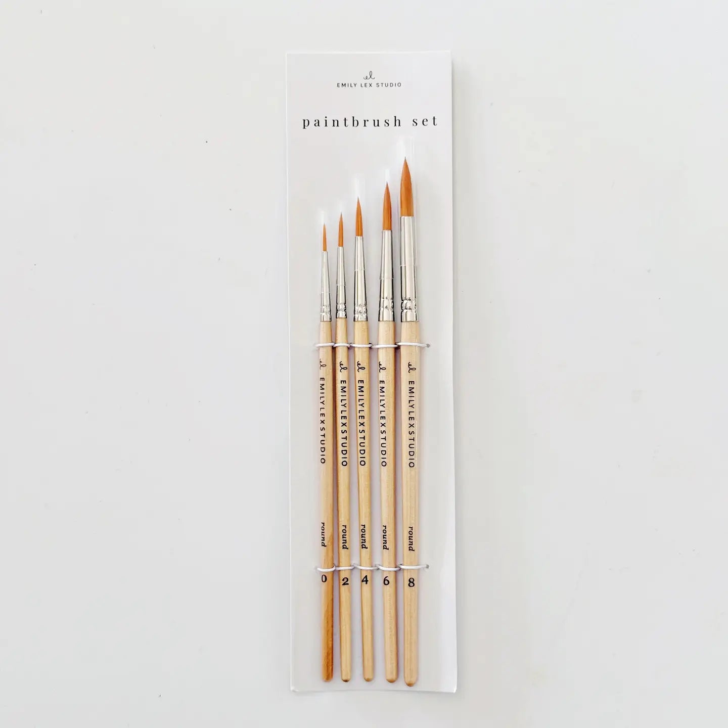 PB-SET-FIVE-WOOD Watercolor Paintbrush Set of Five Wood Brushes