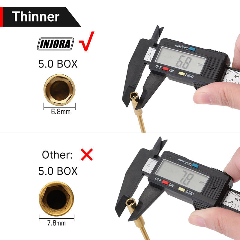 Tool-LSD45B INJORA 5.0mm Hex Nut Driver Thin Walled Hexagon Wrench Socket For 1/18 TRX4M