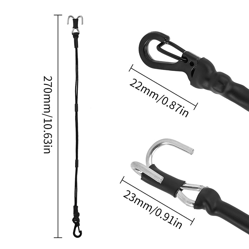 INA-95BK 270mm Elastic Strap Rescue Rope With Hooks For 1/18 1/24 RC Crawlers - Black