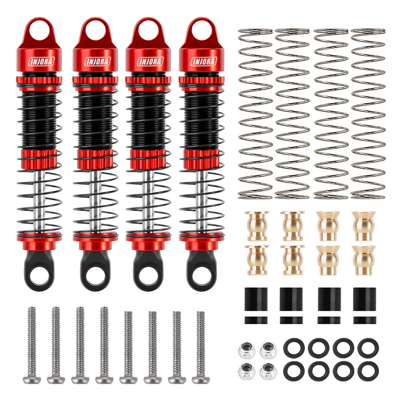INJORA 53mm Threaded Oil Shocks for 1/18 Redcat Ascent18 - 4pcs red