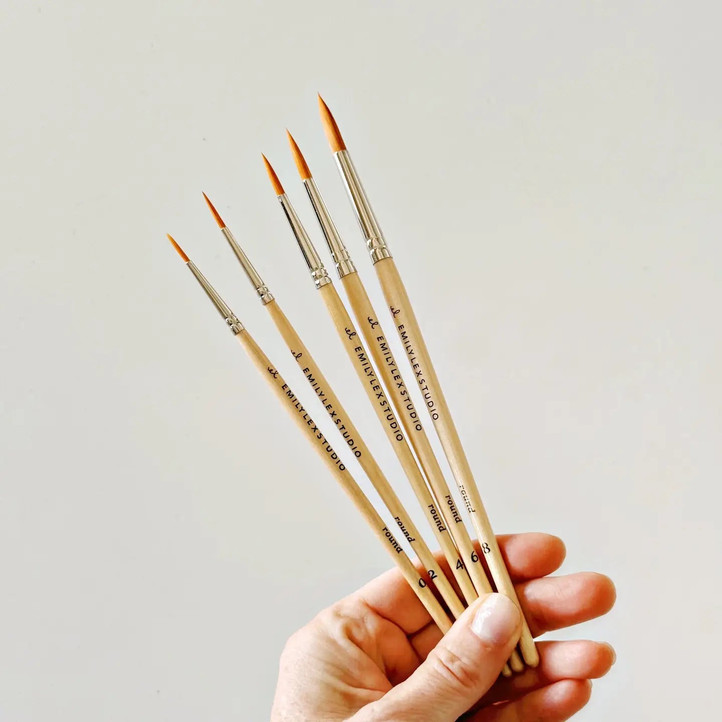 PB-SET-FIVE-WOOD Watercolor Paintbrush Set of Five Wood Brushes