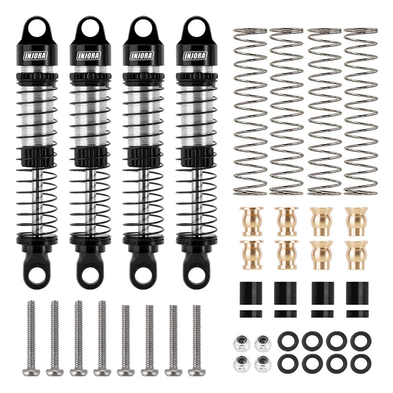 INJORA 59mm Long Threaded Oil Shocks for 1/18 Redcat Ascent18 - 4pcs black