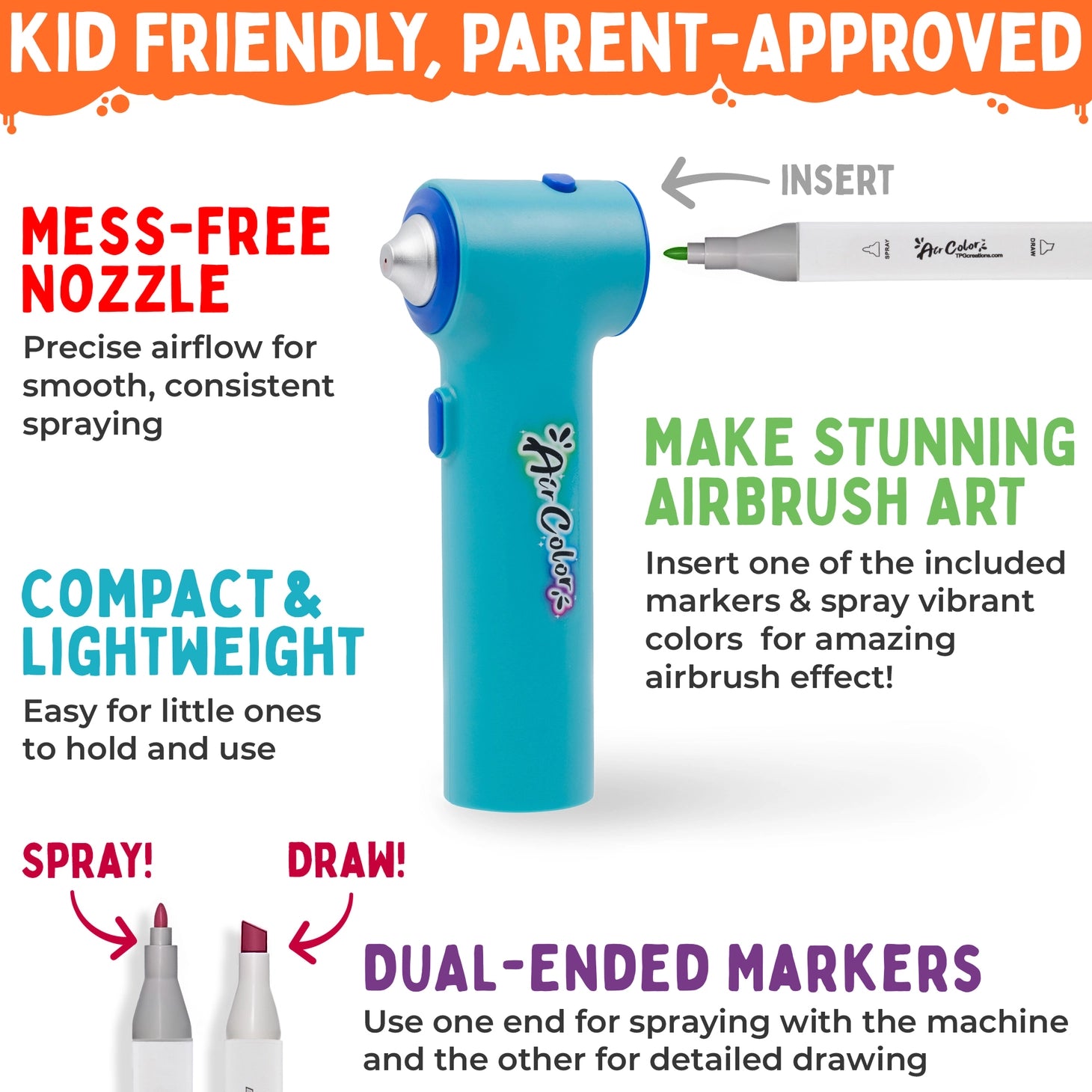 Air Color Airbrush Kit (Includes Markers & Stencils) TPG-490
