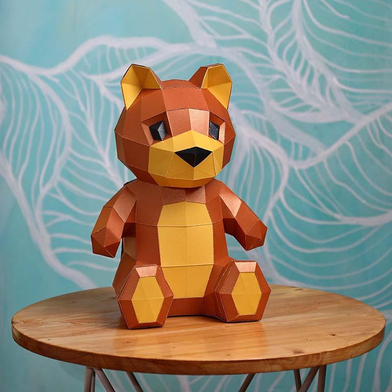Teddy Bear 3D Paper Art Origami Model, Paper Animal Lamp