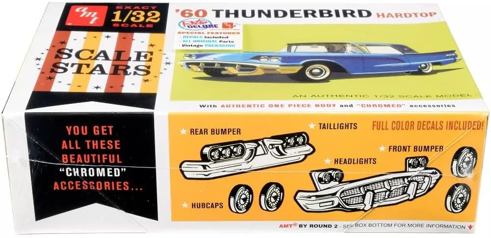AMT Skill 2 Model Kit 1960 Ford Thunderbird Hardtop Scale Stars 1/32 Scale Model