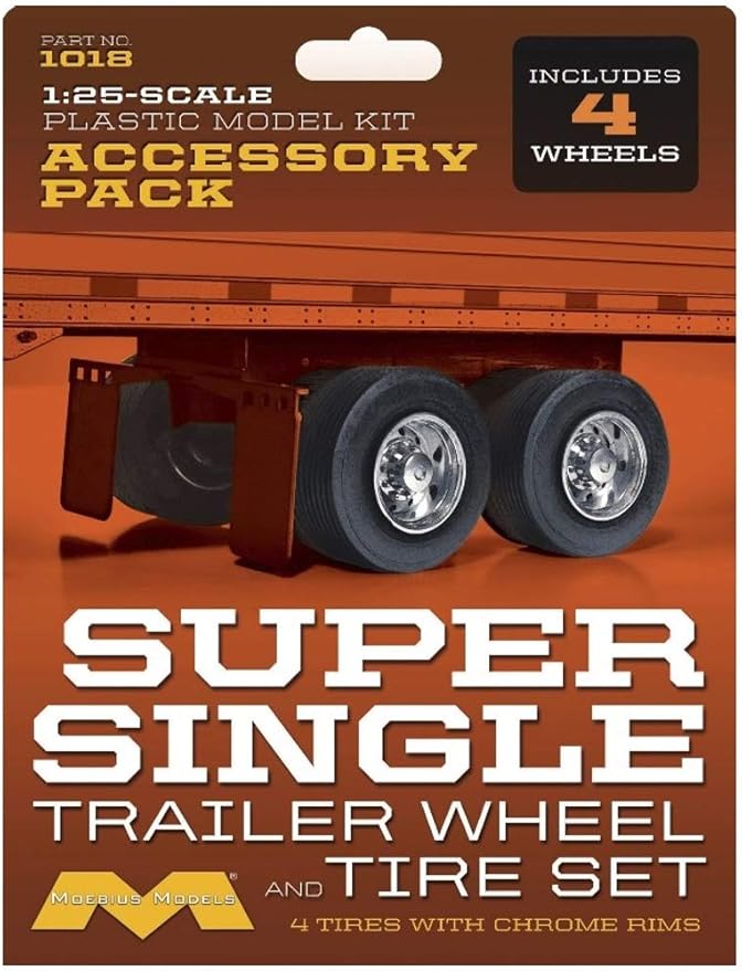 1018 1/25 Super Single Trailer Wheel & Tire Set