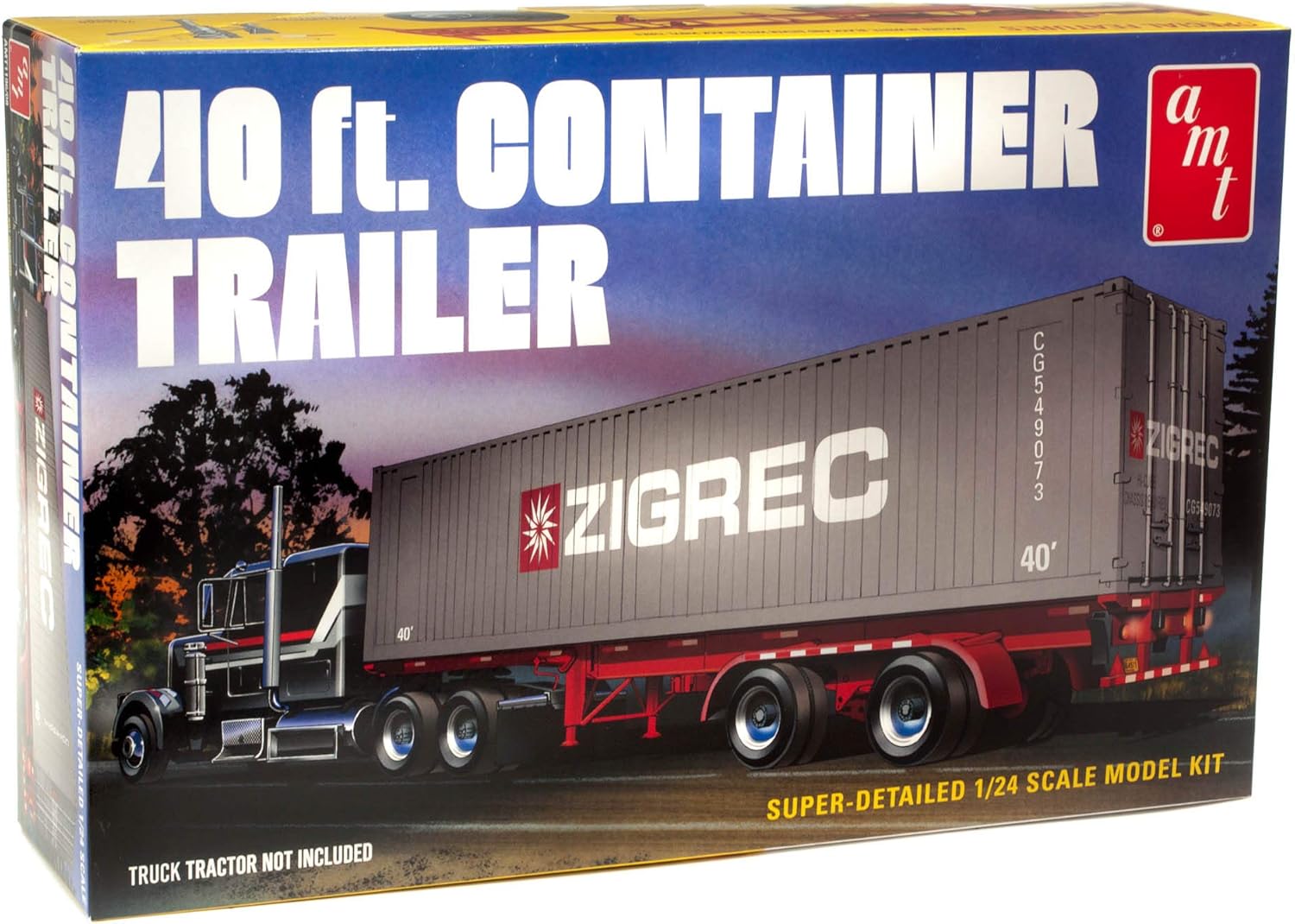 AMT 1196 Skill 3 Model Kit 40' Container Trailer 1/24 Scale Model