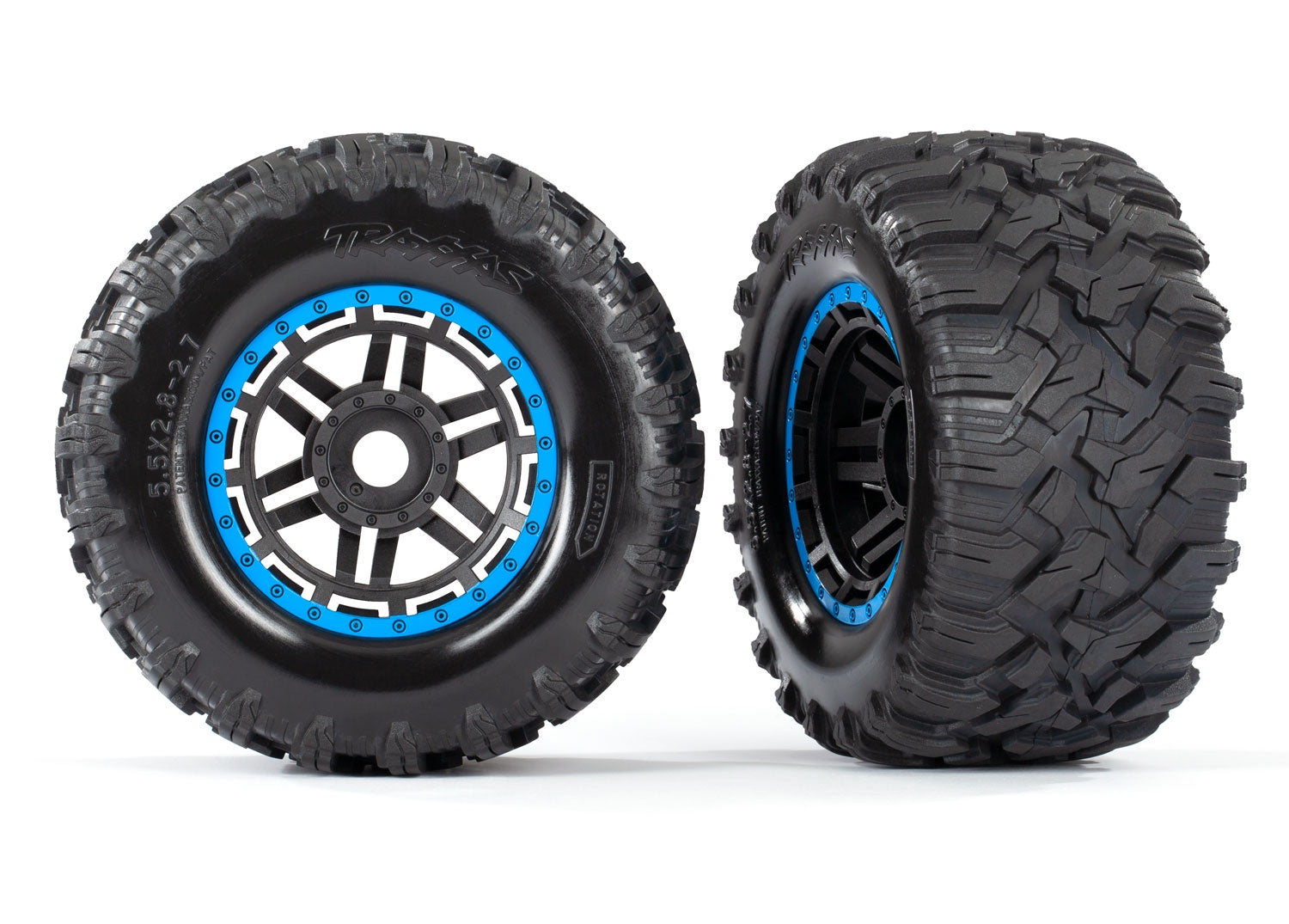 8972A Maxx 2.8" Black & Blue Wheels & Maxx MT Tires (2)