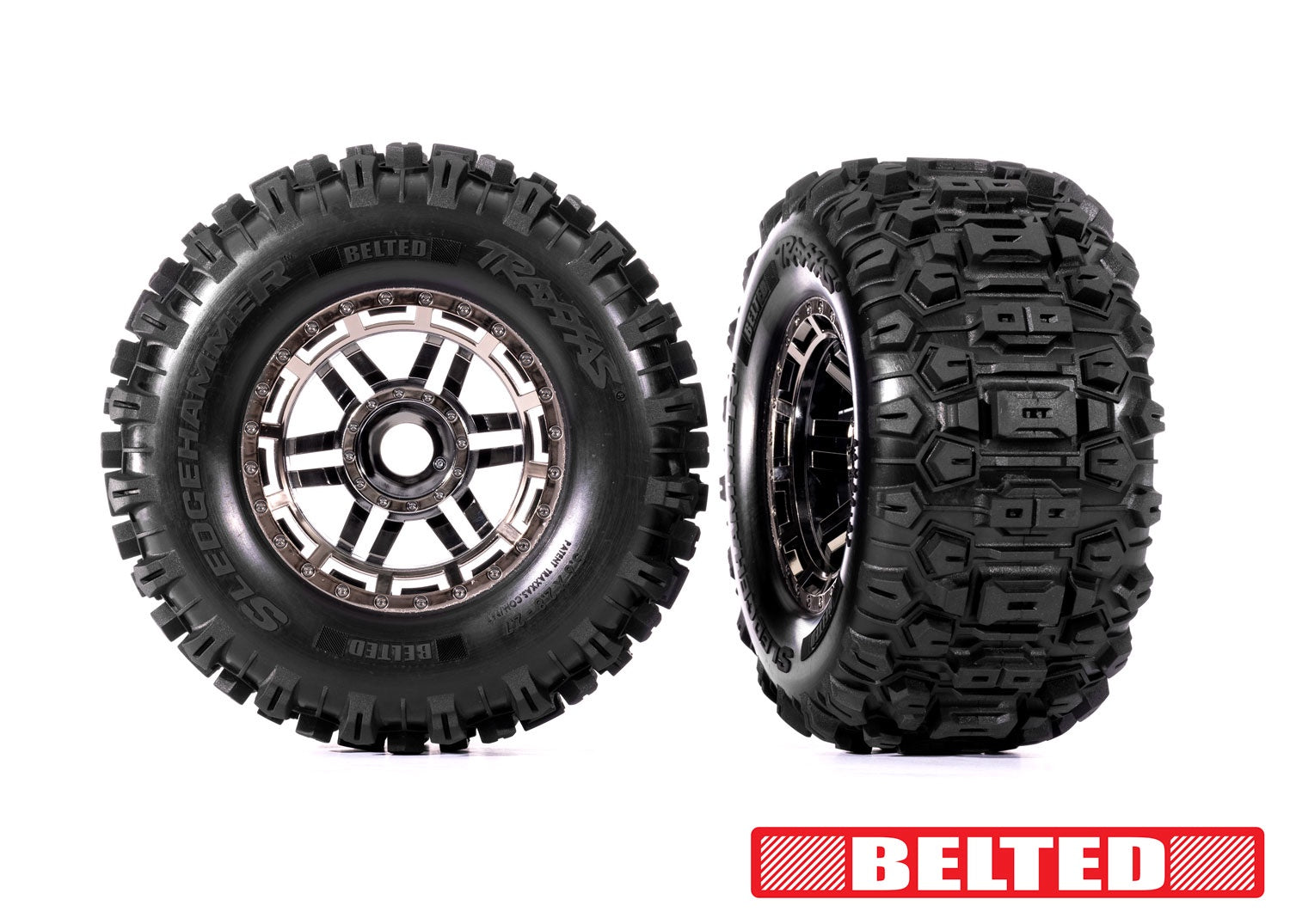 8979A Maxx 2.8" Chrome Wheels & Belted Sledgehammer Tires (2)
