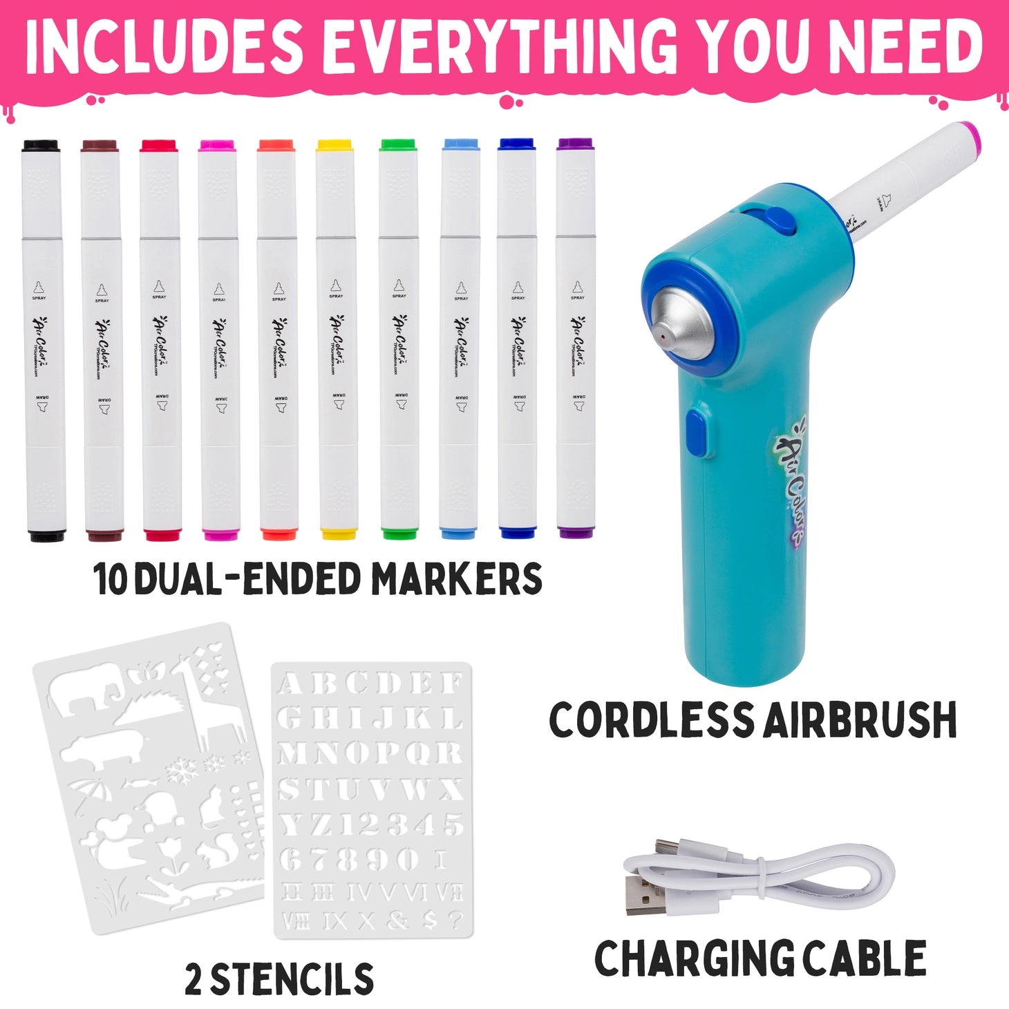 Air Color Airbrush Kit (Includes Markers & Stencils) TPG-490