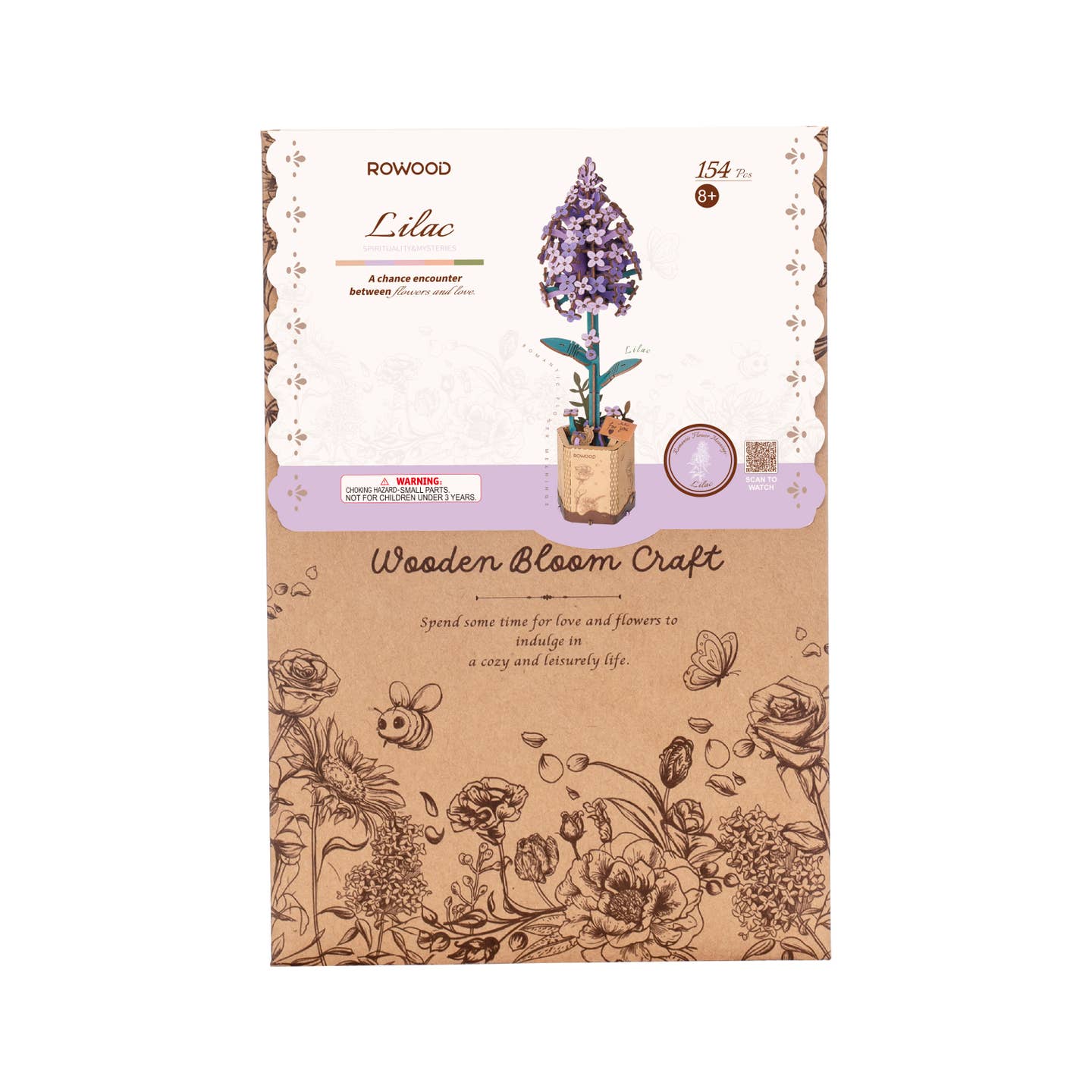 TW021 Lilac Robotime Rowood DIY Wooden Flower 3D Puzzles
