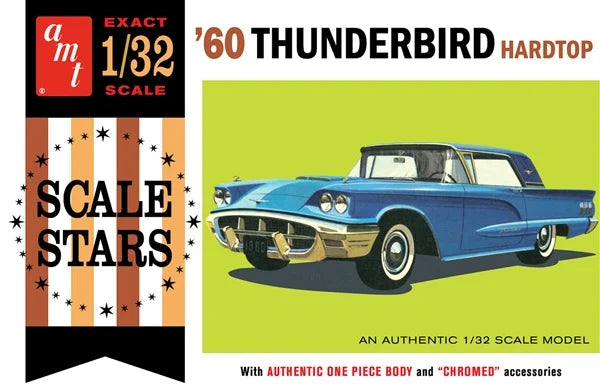 AMT Skill 2 Model Kit 1960 Ford Thunderbird Hardtop Scale Stars 1/32 Scale Model