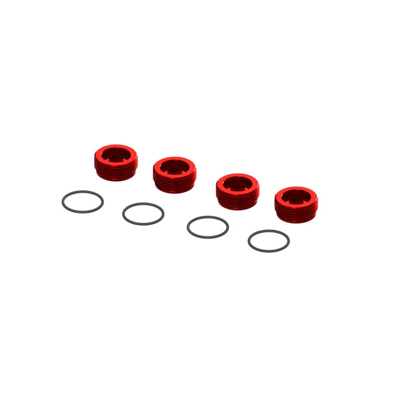 ARA320467	Aluminum Front Hub Nut Red (4) inc O-Rings