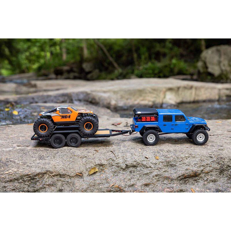 AXI00009	 SCX24 Flat Bed Vehicle Trailer with LED Taillights:1/24th