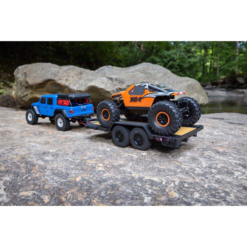 AXI00009	 SCX24 Flat Bed Vehicle Trailer with LED Taillights:1/24th