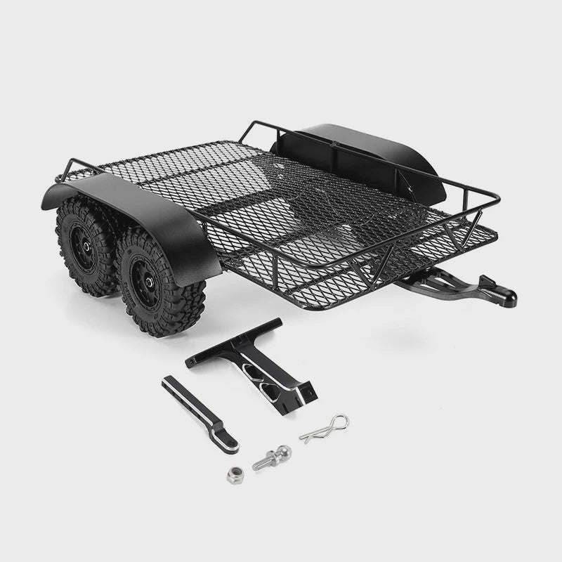 DG-TC08 INJORA Metal Trailer with Aluminum Hitch Mount for 1/24 Axial SCX24 - Trailer and Hitch