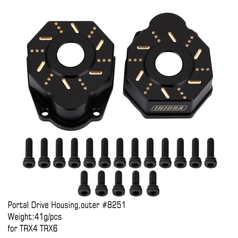 TRX4-8251D-BK INJORA 49g/Pcs Black Brass Outer Portal Drive Housing #8251 For TRX-4 TRX-6