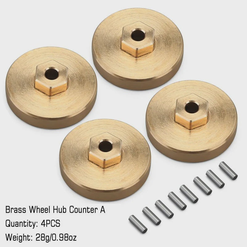 SCX24-07 INJORA 4PCS 7g/pcs Brass Wheel Weights with Wheel Hex Hubs for Axial SCX24 AX24