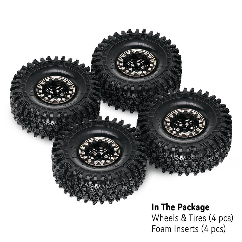 INJORA 4PCS 1.0" 64*24mm Brass Wheel Rims Tires Set for 1/18 1/24 RC Crawlers (W1005-T1011)