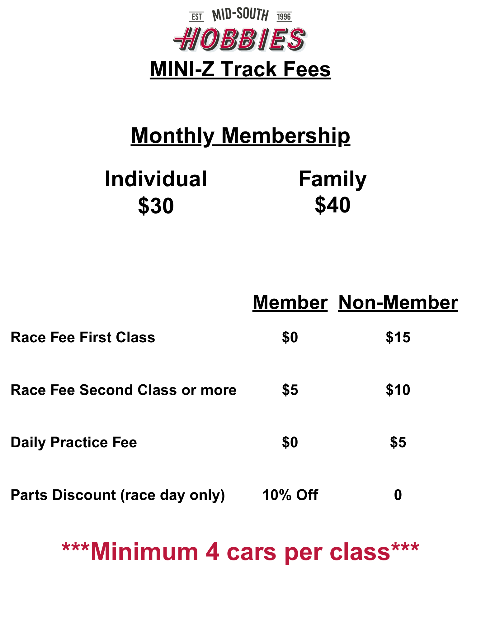 Mini Z Track Membership