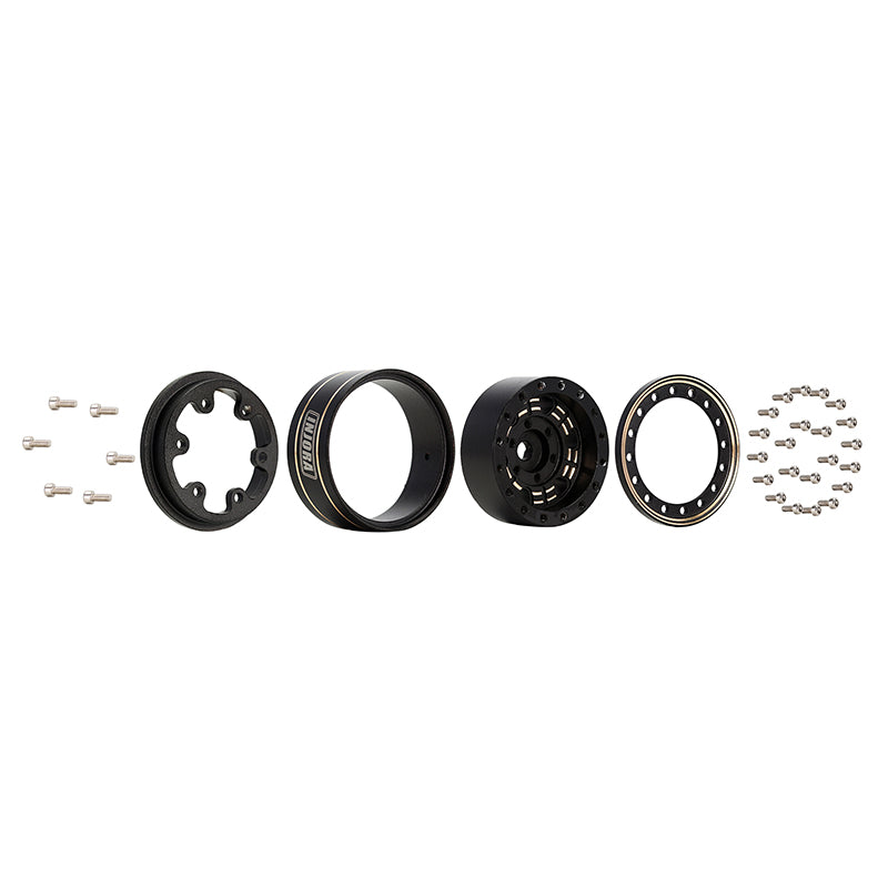 YQW-1005 INJORA 1.0" 47g/Pcs Brass Beadlock Wheels Negative Offset 3.15mm For 1/24 RC Crawlers (W1005)