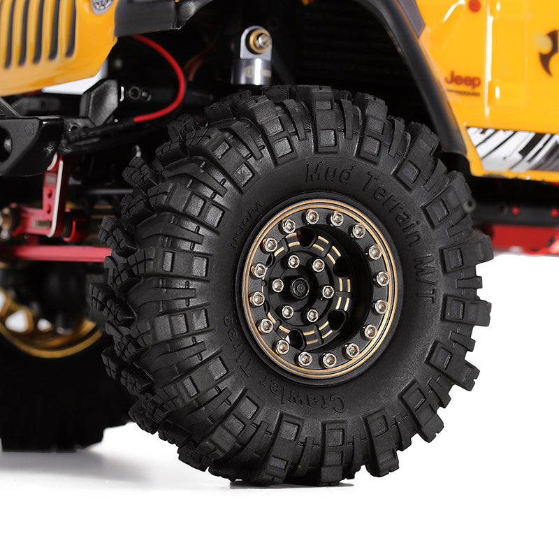YQW-1005 INJORA 1.0" 47g/Pcs Brass Beadlock Wheels Negative Offset 3.15mm For 1/24 RC Crawlers (W1005)