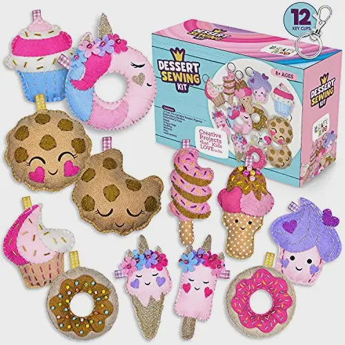 12 Pre-Cut Mini Treats Dessert Fun Kids Sewing Kit For Kids