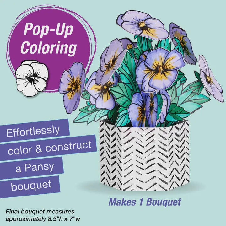 Pop Up Coloring Pansy Bouquet
