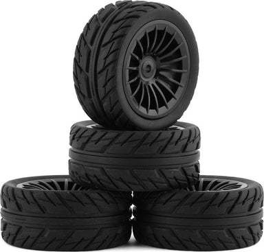 UDI R/C 1/16 Pre-Mounted Treaded Tires (4) (Amphicyon/Hatchback)