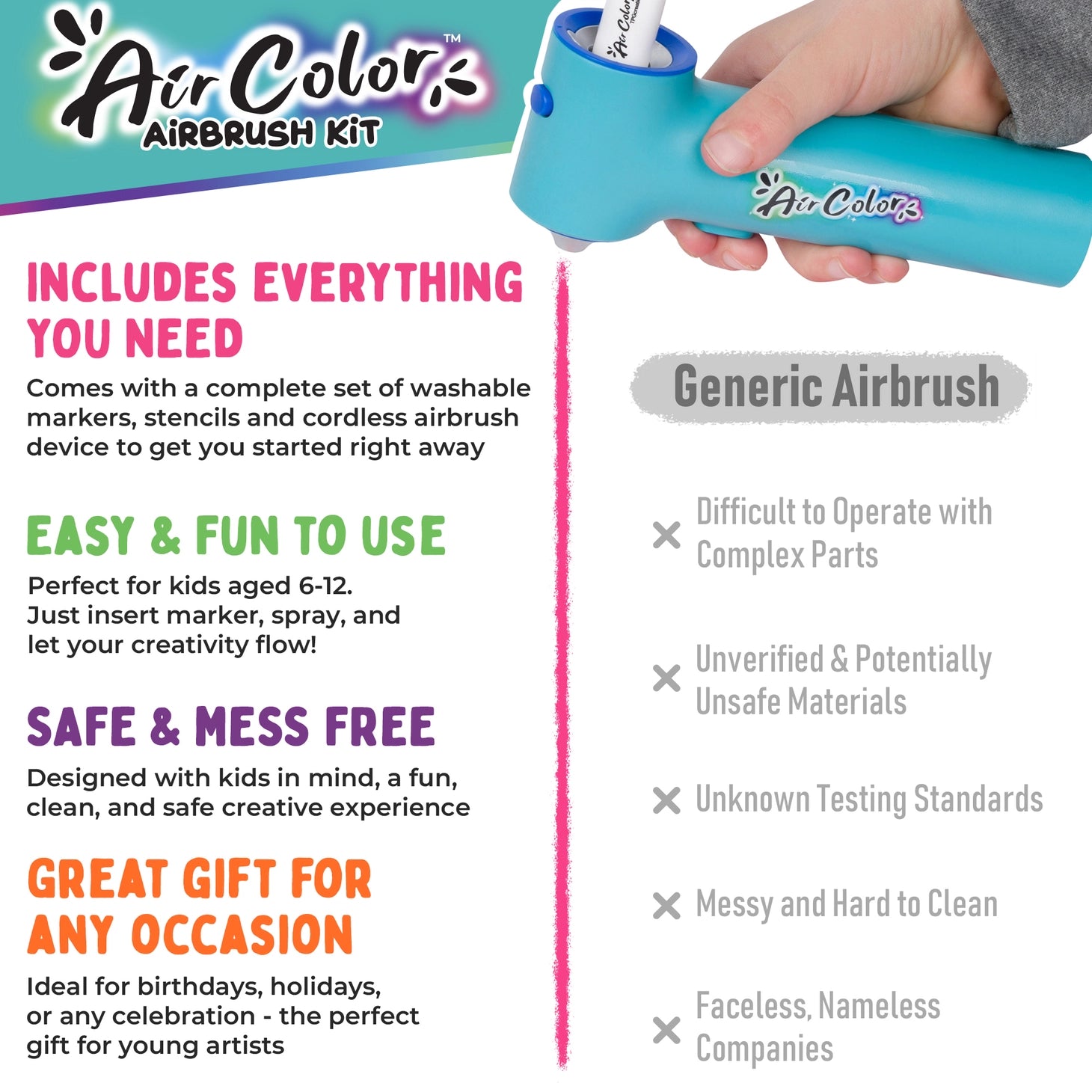 Air Color Airbrush Kit (Includes Markers & Stencils) TPG-490