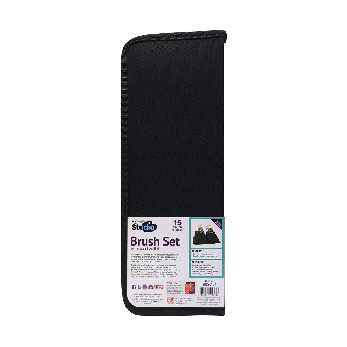 BMSS0100 Studio Brush Set in Easel Wallet 15pce