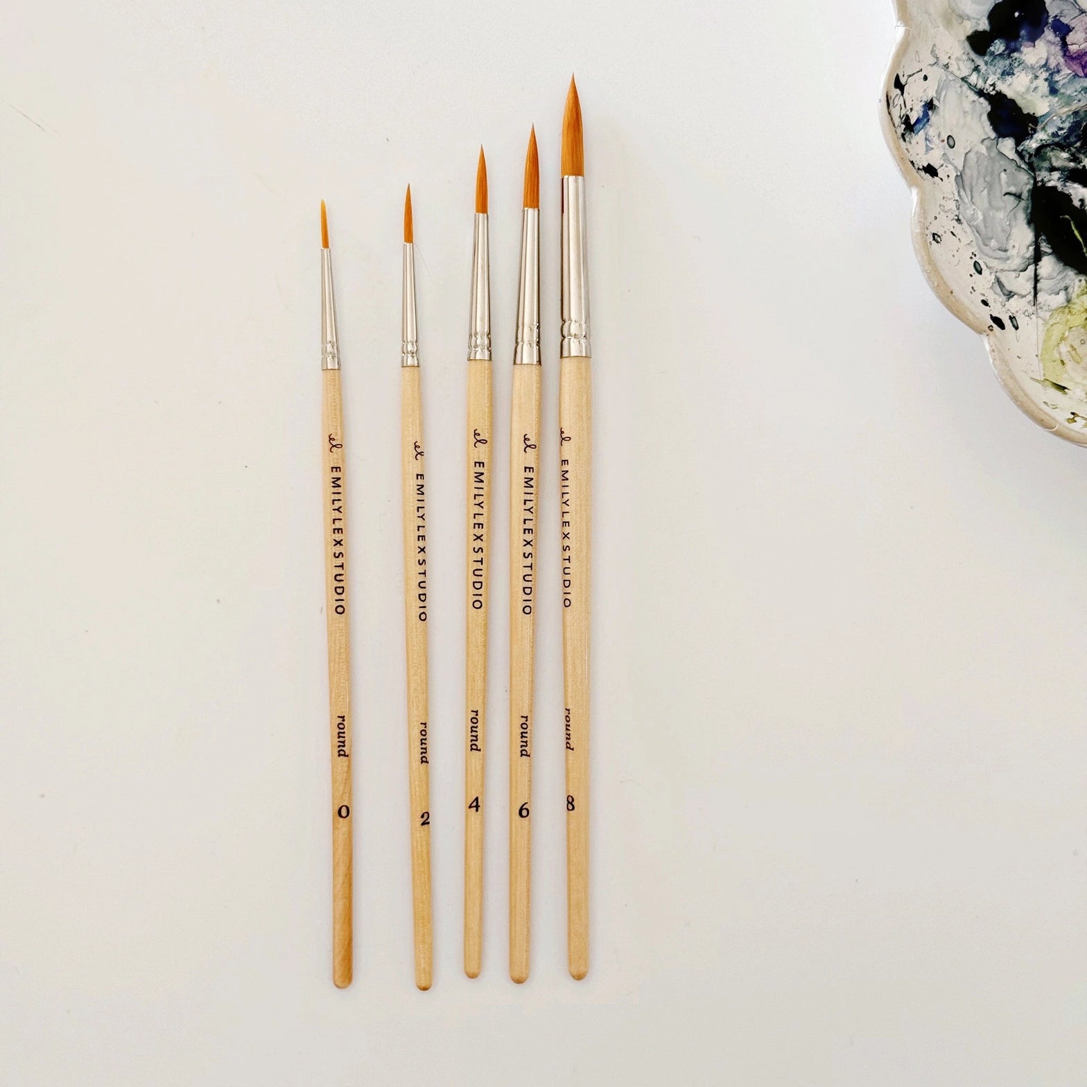PB-SET-FIVE-WOOD Watercolor Paintbrush Set of Five Wood Brushes