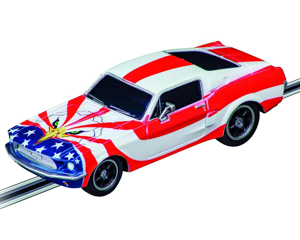 Carrera GO!!! Street Legends 1/43 Slot Car Racing Track Set w/Ford Mustang & Chevrolet Camaro Stars 'n Stripes Cars