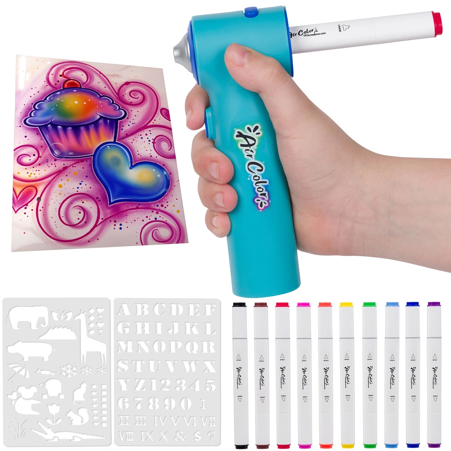 Air Color Airbrush Kit (Includes Markers & Stencils) TPG-490