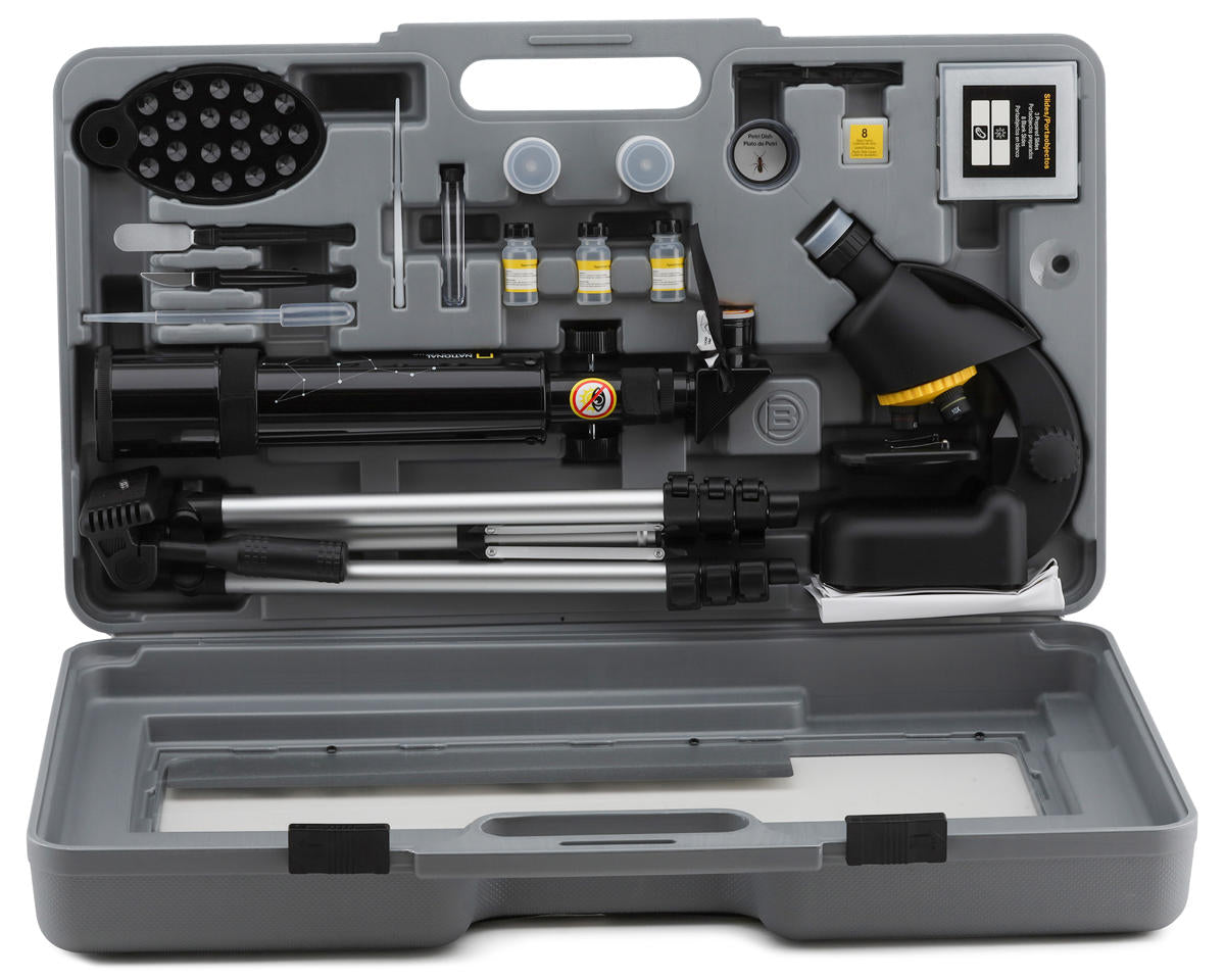 EXX80-30124 National Geographic 50mm Telescope & 640x Microscope Set w/Hard Case