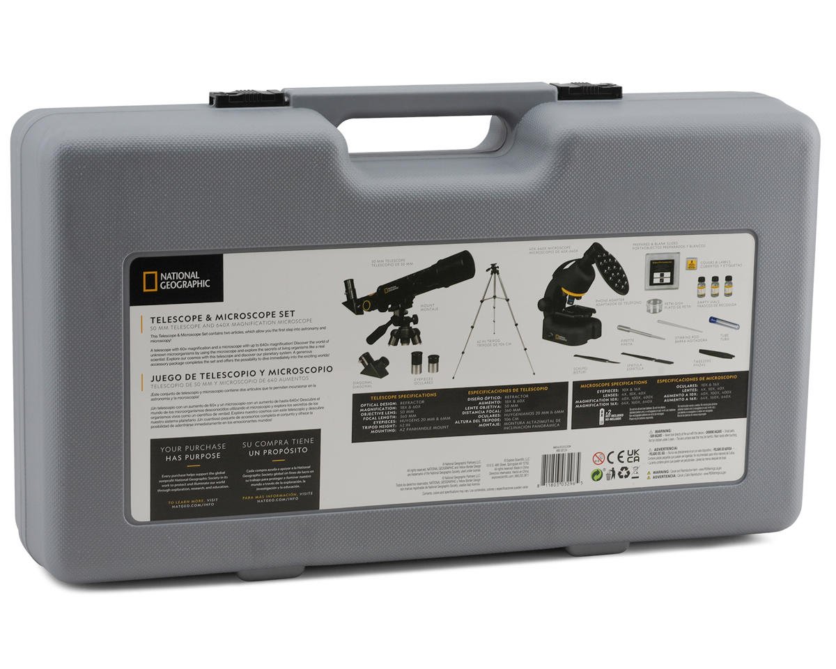 EXX80-30124 National Geographic 50mm Telescope & 640x Microscope Set w/Hard Case