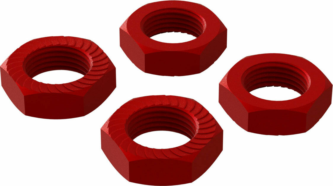 Aluminum Wheel Nut, 17mm Red (4)