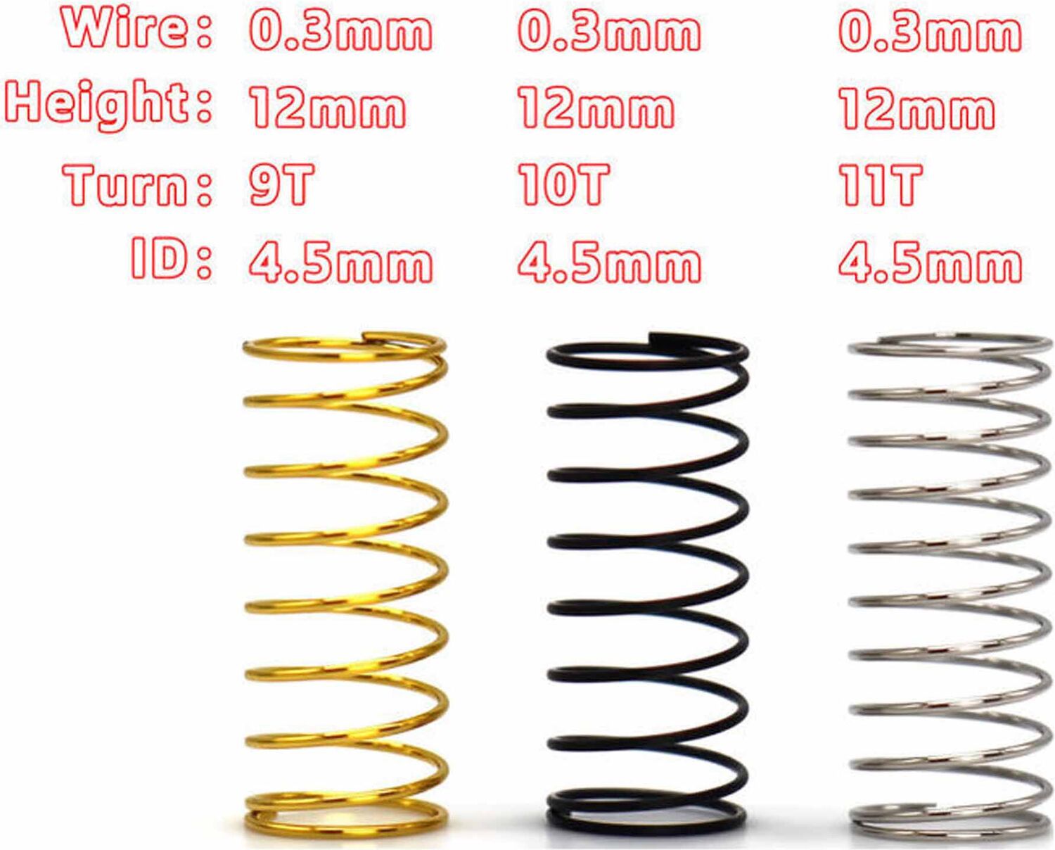 Aluminum 21.5mm Adjustable Shocks with Three Spring Rates, 1/30 Axial SCX30