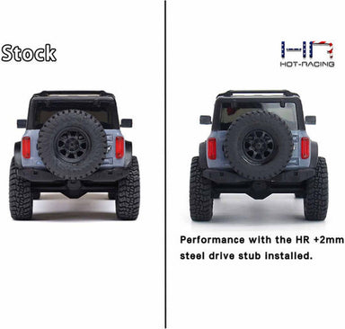 Steel +2mm Drive Stub Axles, 1/30 Axial SCX30