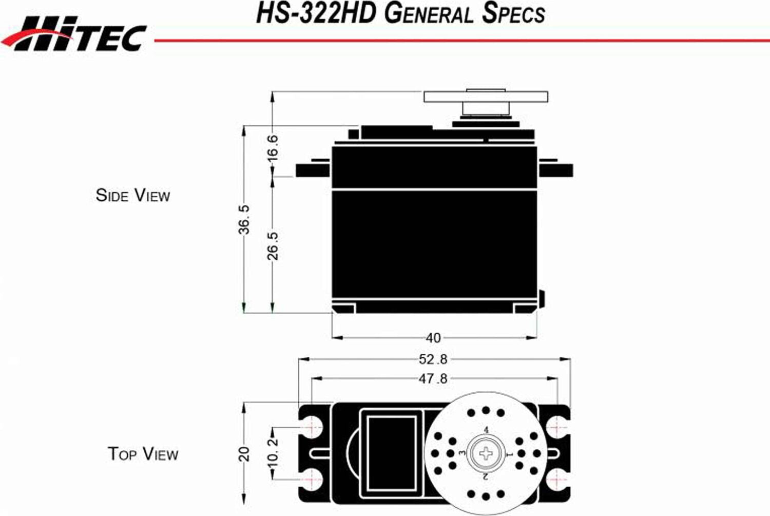 HS-322HD Standard Analog Karbonite Gear Aircraft Servo