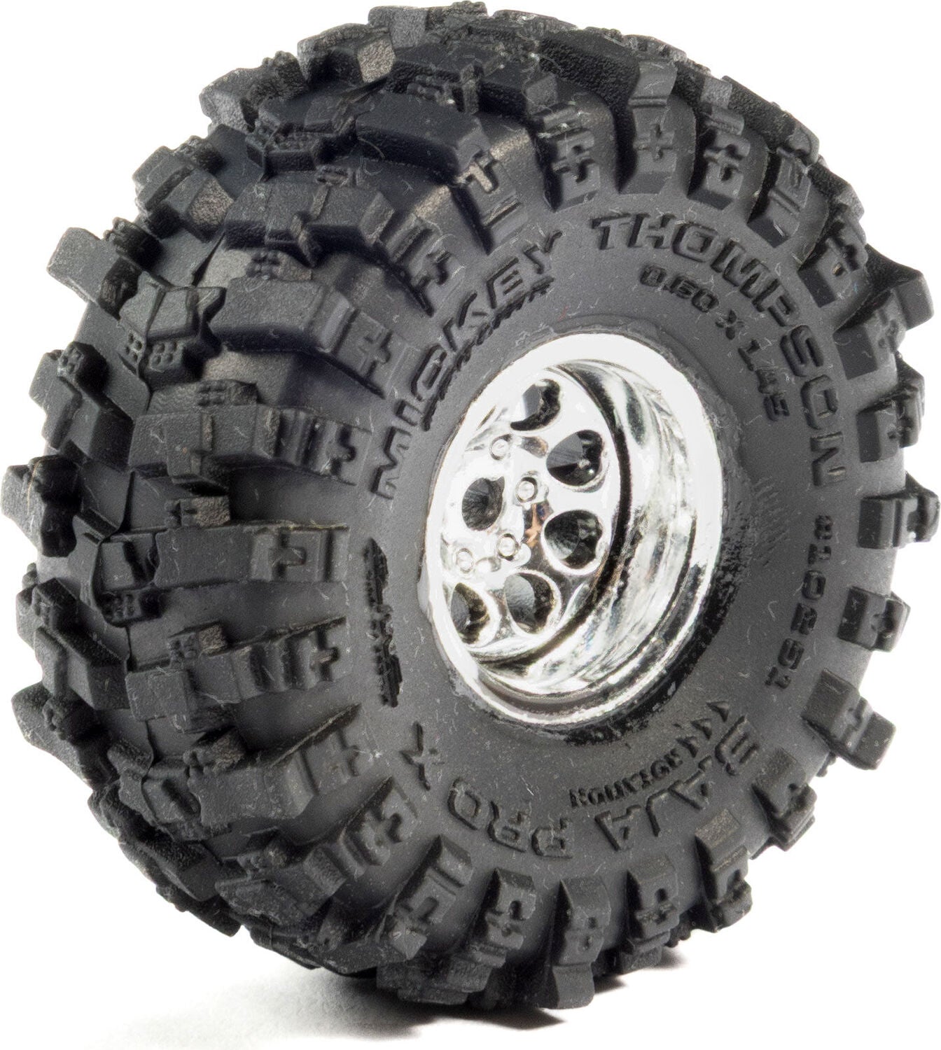 1/30 Baja Pro X Front/Rear Mounted Chrome Beast Tires (4): Axial SCX30