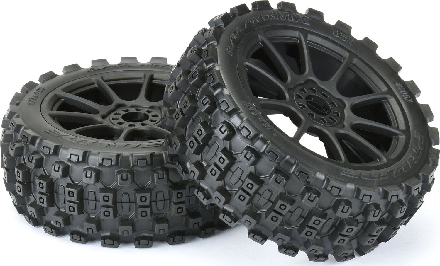 1/8 Badlands MX M2 F/R Buggy Tires Mounted 17mm Black Mach 10 (2)
