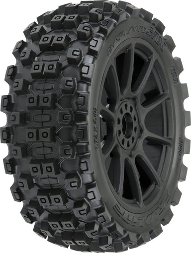 1/8 Badlands MX M2 F/R Buggy Tires Mounted 17mm Black Mach 10 (2)