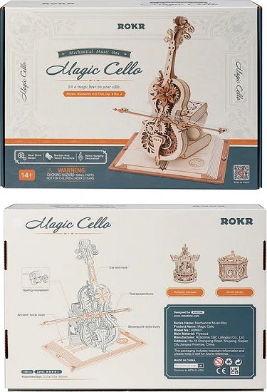 ROKR Magic Cello Mechanical Music Box 3D Wooden Puzzle